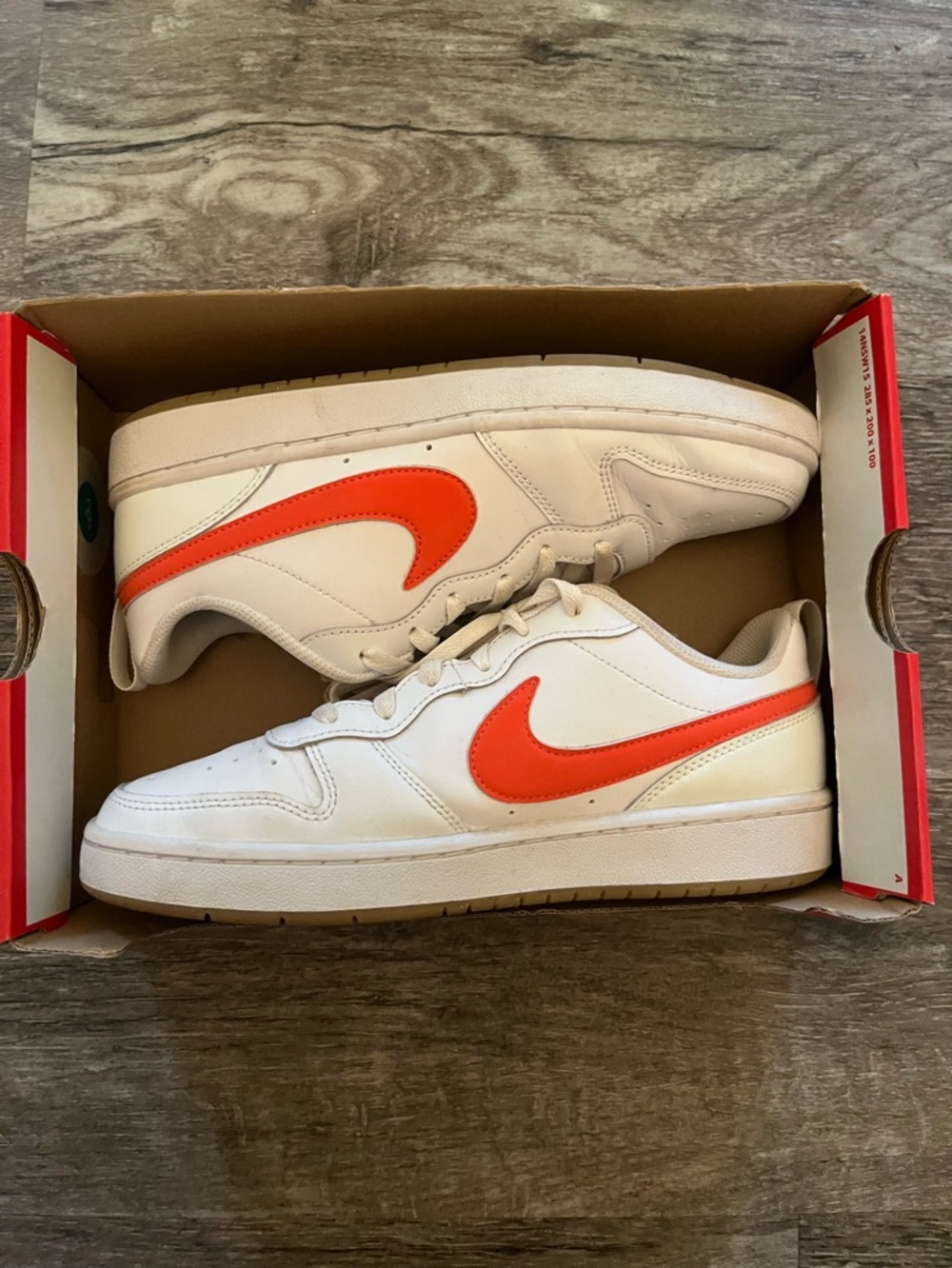 Nike Cream/White Sneakers with Bright Orange Swoosh